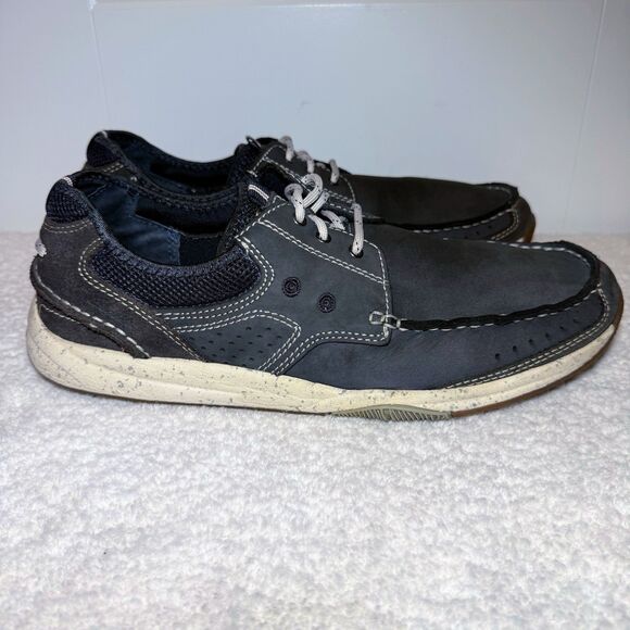 Clarks Gray Leather Casual Shoes Men's 11.5W - Picture 3 of 9